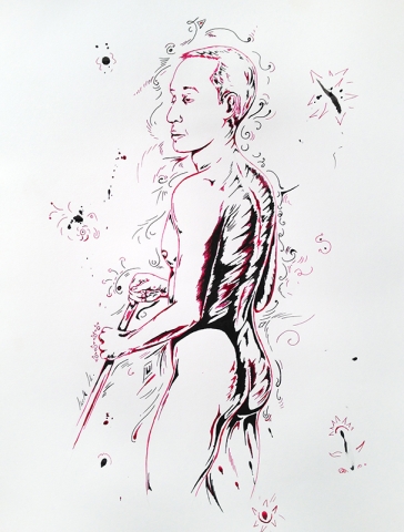 Max - Michael Mills - dip pen and ink drawing of male nude